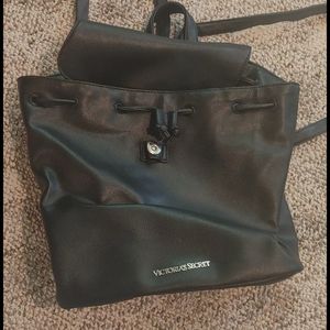 Victoria Secret Leather snap backpack black
